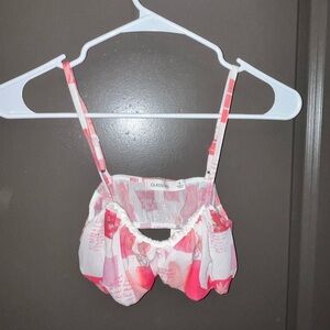 Glassons Pink and White Floral Crop Top